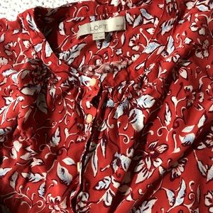Loft small Petite Maternity Border Floral Henley Shirtdress